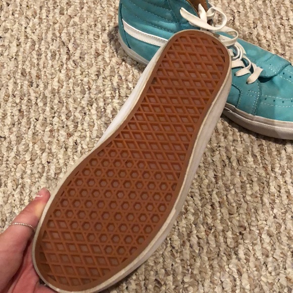 Light blue and leather high top SK8 Vans - Picture 3 of 4